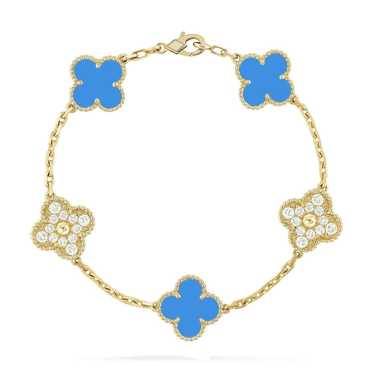 [⭐Shinejoy] CLOVER 5-MOTIV ARMBAND-KOLLEKTION AUS BLAUEM ACHAT
