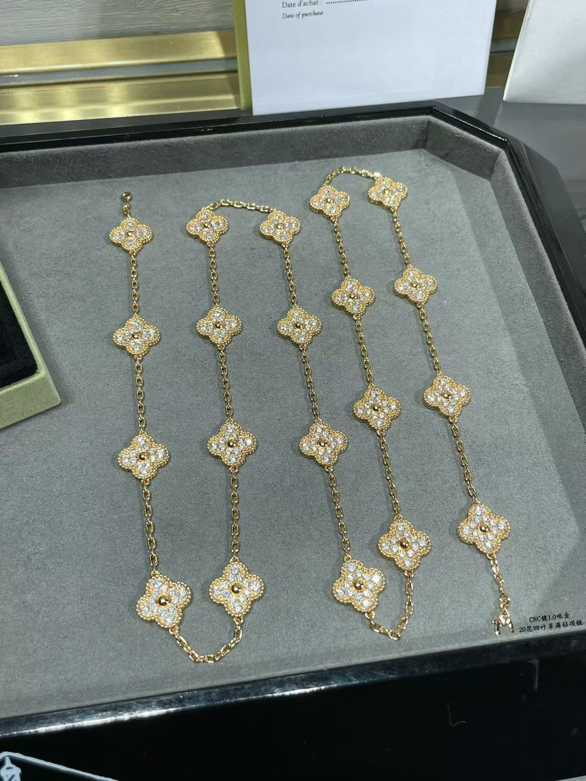 [⭐Shinejoy]クローバー 20モチーフ フルダイヤモンド ネックレス