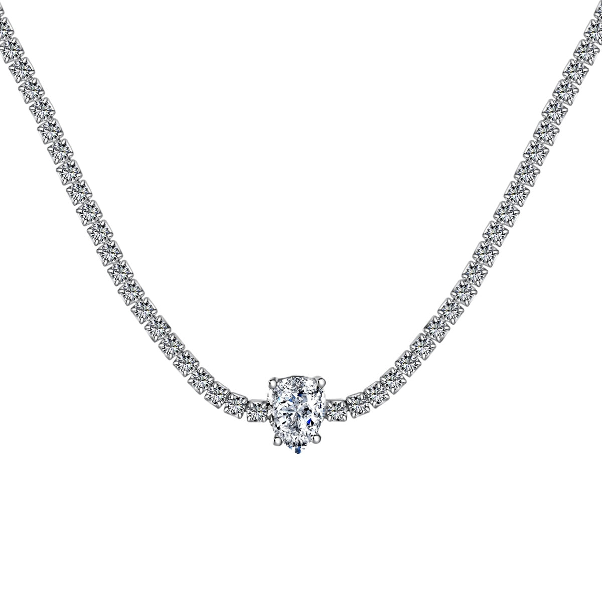 [Shinejoy Jewelry]1.0カラット ユニーク ペアシェイプ テニスネックレス