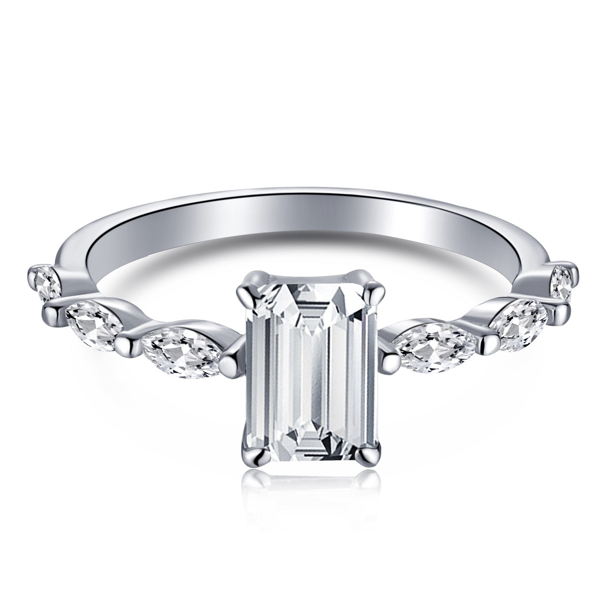 [Shinejoy Jewelry] 1.0カラット 上品で華やかなラディアントカット デイリーリング