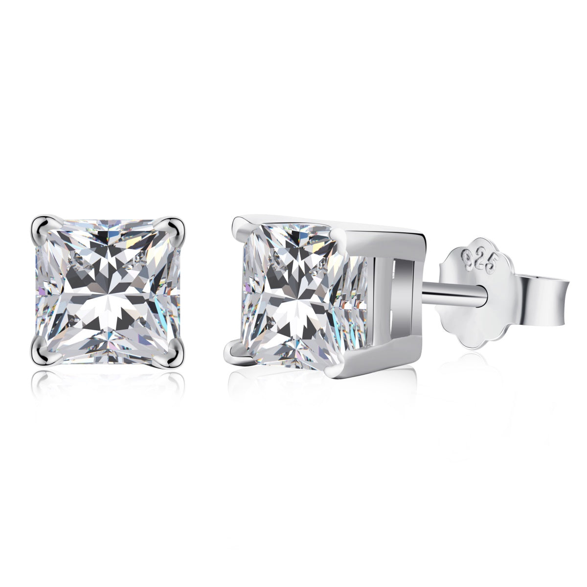 [Shinejoy Jewelry] 1.0カラット ラディアント・プリンセスカット ウェディングピアス