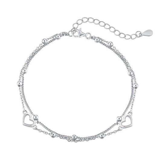 [Shinejoy Jewelry]華奢な二連ハートブレスレット