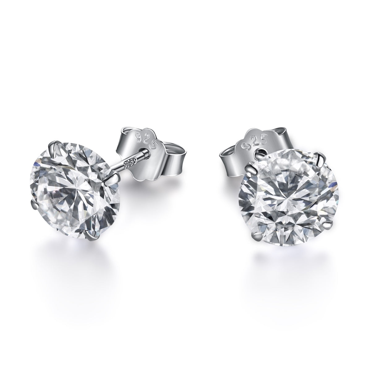 [Shinejoy Jewelry]スタイリッシュな輝くラウンドセンターストーンスタッドピアス