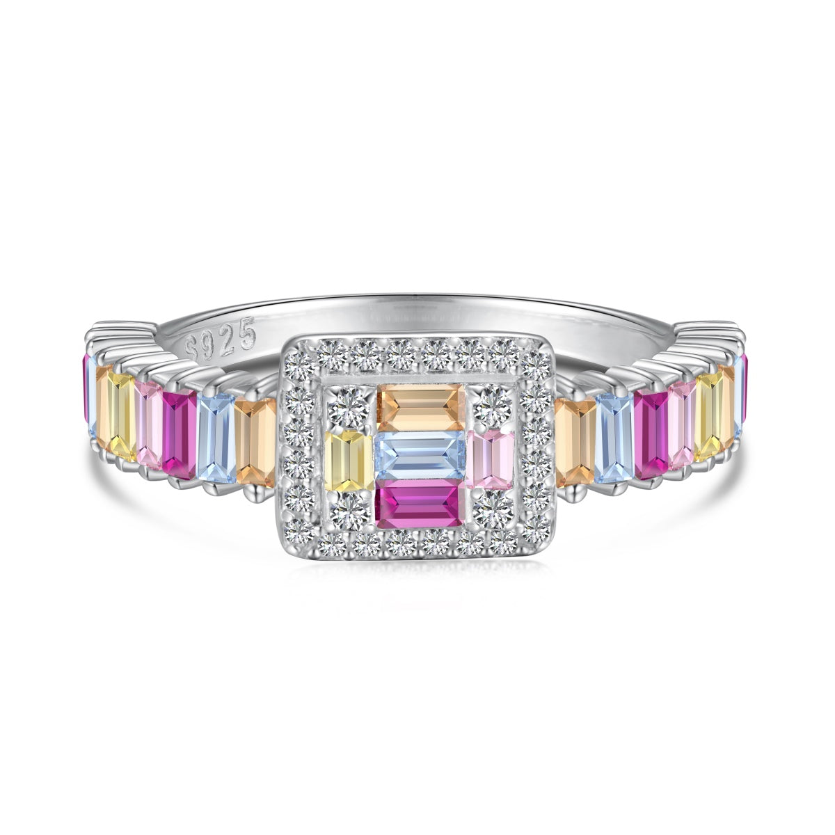 [Shinejoy Jewelry] Exquisiter, farbenfroher Partyring mit Radiant-Schliff