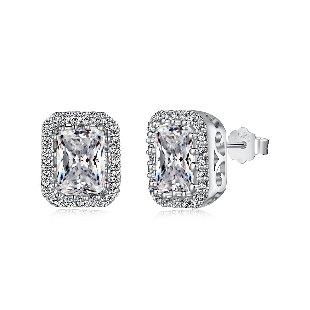 [Shinejoy Jewelry] 1.0カラット ラグジュアリーで華奢なエメラルドカット デイリーピアス