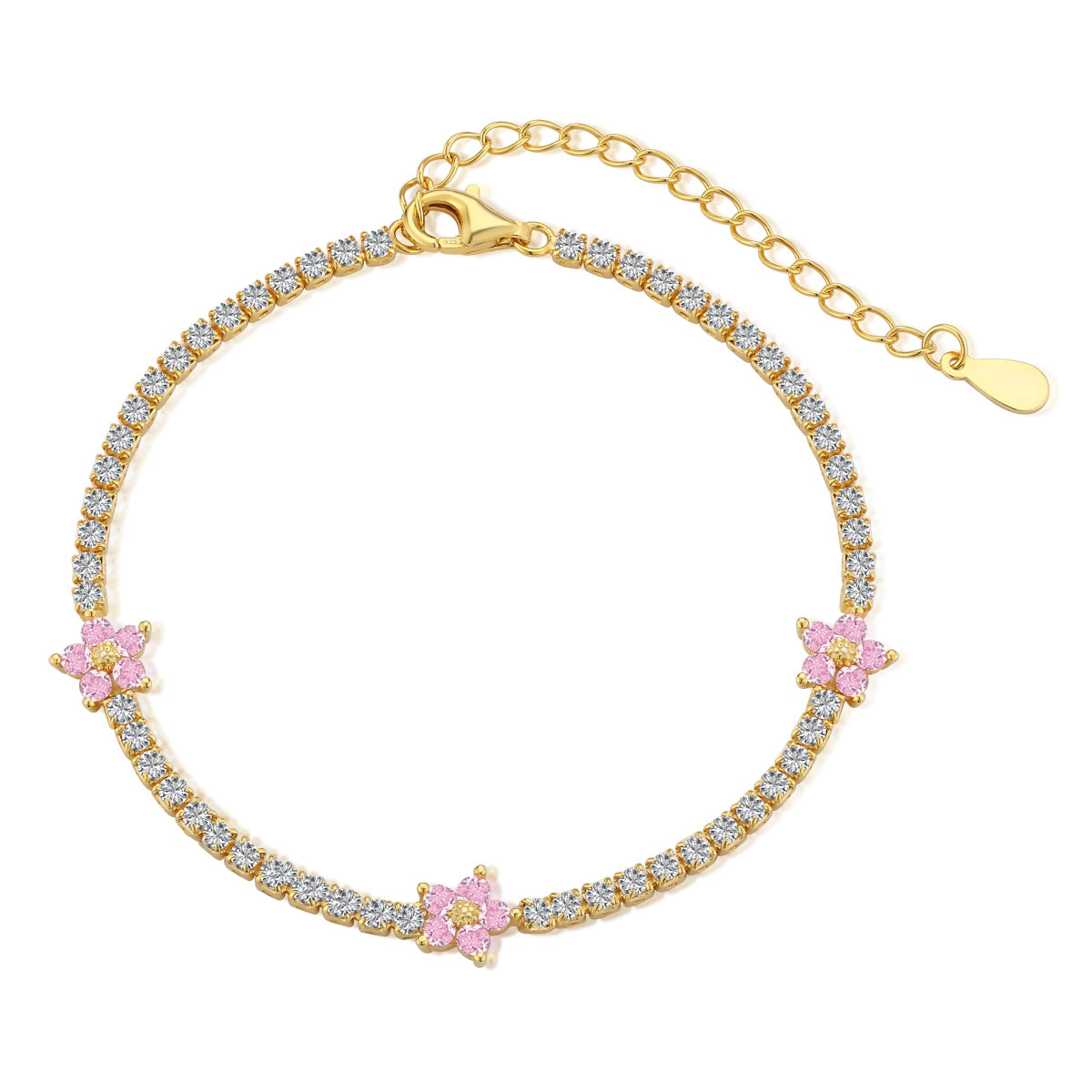 {
  "Shinejoy Jewelry": "シャインジョイ・ジュエリー",
  "Sparkling Flower Shape Tennis Bracelet": "煌めくフラワーモチーフのテニスブレスレット"
}