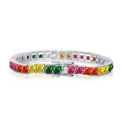 [Shinejoy Jewelry] 輝くカラフルなプリンセスカットテニスブレスレット