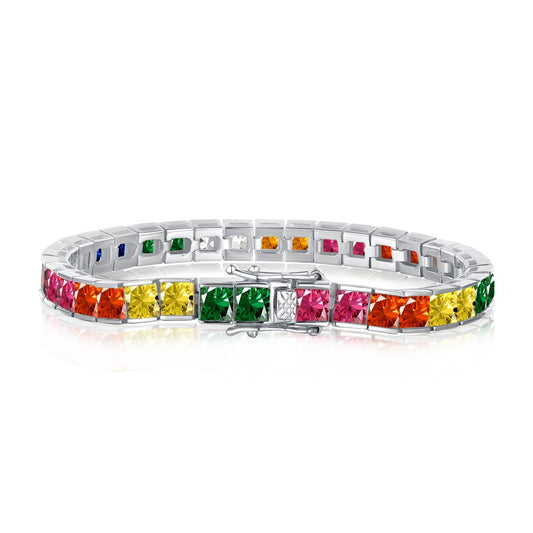 [Shinejoy Jewelry] 輝くカラフルなプリンセスカットテニスブレスレット