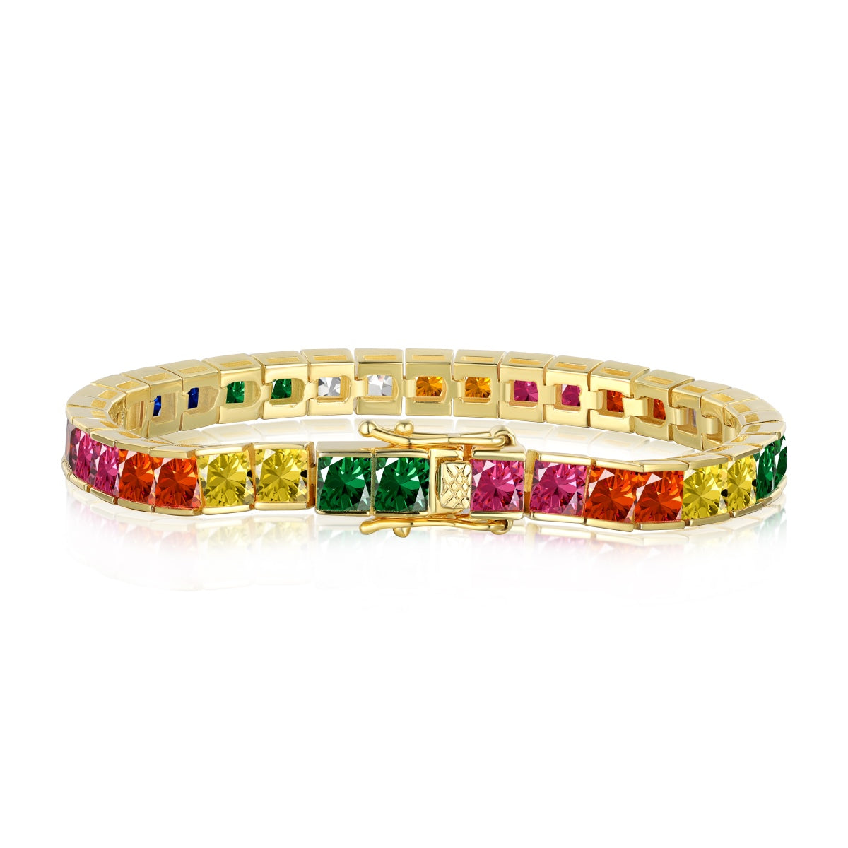[Shinejoy Jewelry] 輝くカラフルなプリンセスカットテニスブレスレット