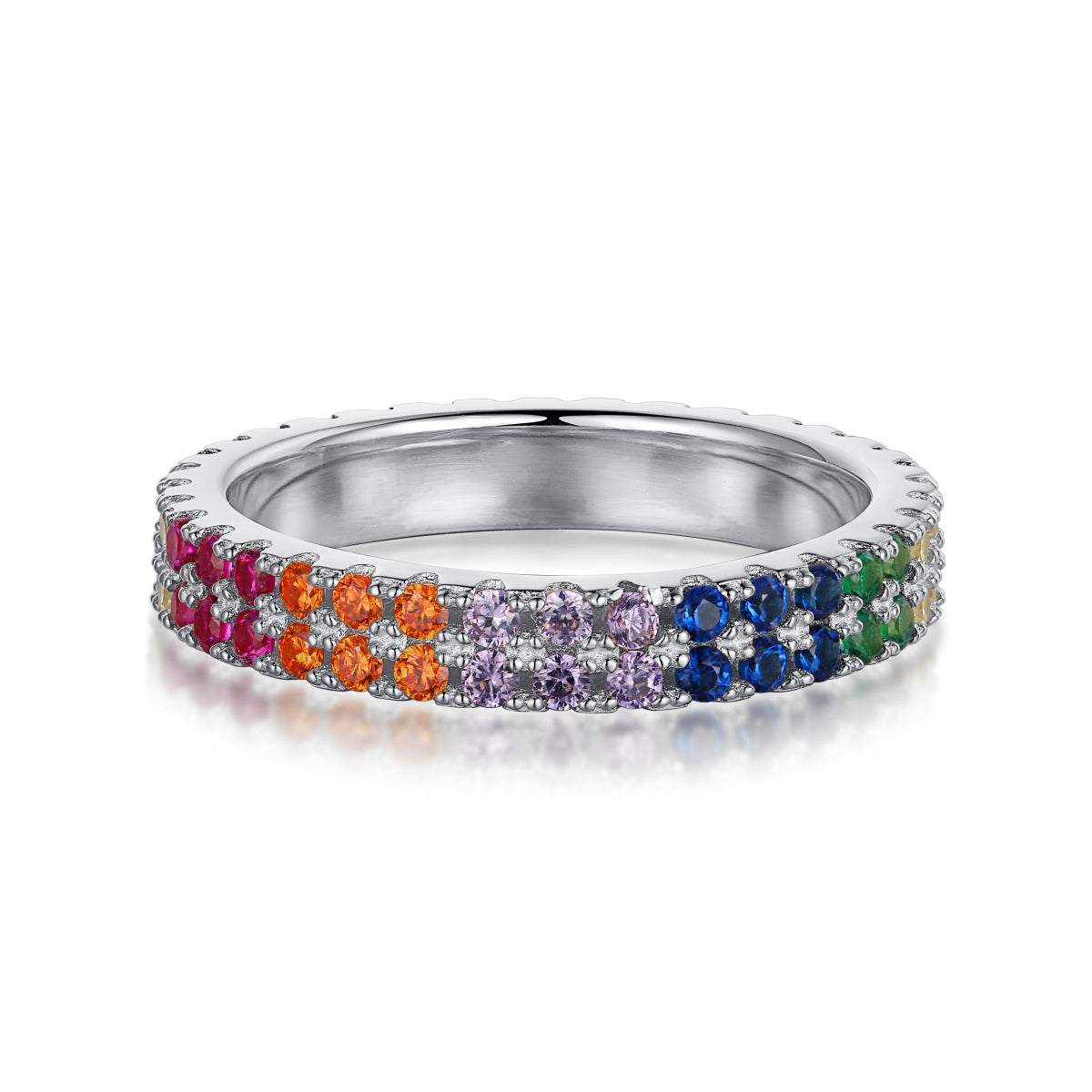[Shinejoy Jewelry] ユニークなカラフルラウンドカットテニスリング