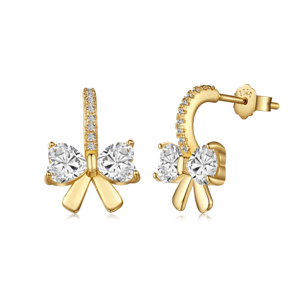 [Shinejoy Jewelry]ハート型リボンデザインの精巧なピアス