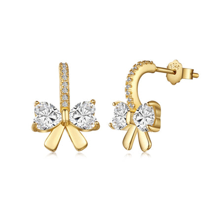 [Shinejoy Jewelry]ハート型リボンデザインの精巧なピアス
