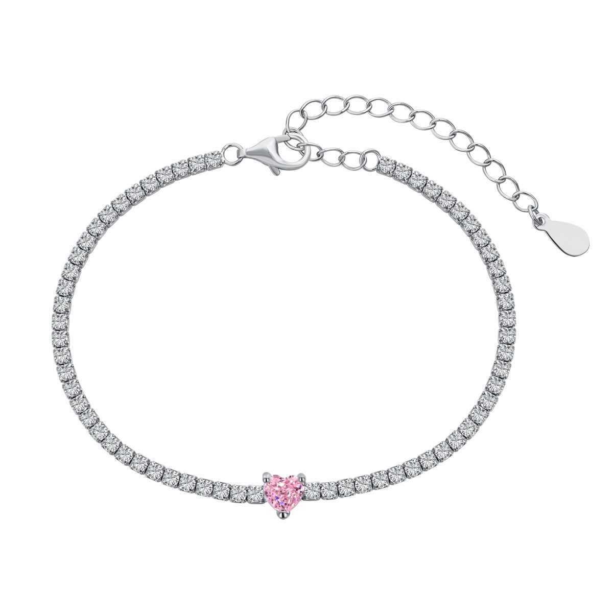 [Shinejoy Jewelry] 0.5カラット エレガントでロマンチックなハート型ラバーブレスレット