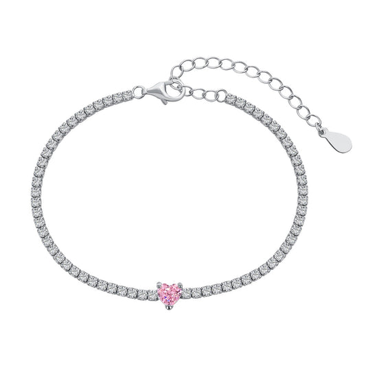 [Shinejoy Jewelry] 0.5カラット エレガントでロマンチックなハート型ラバーブレスレット