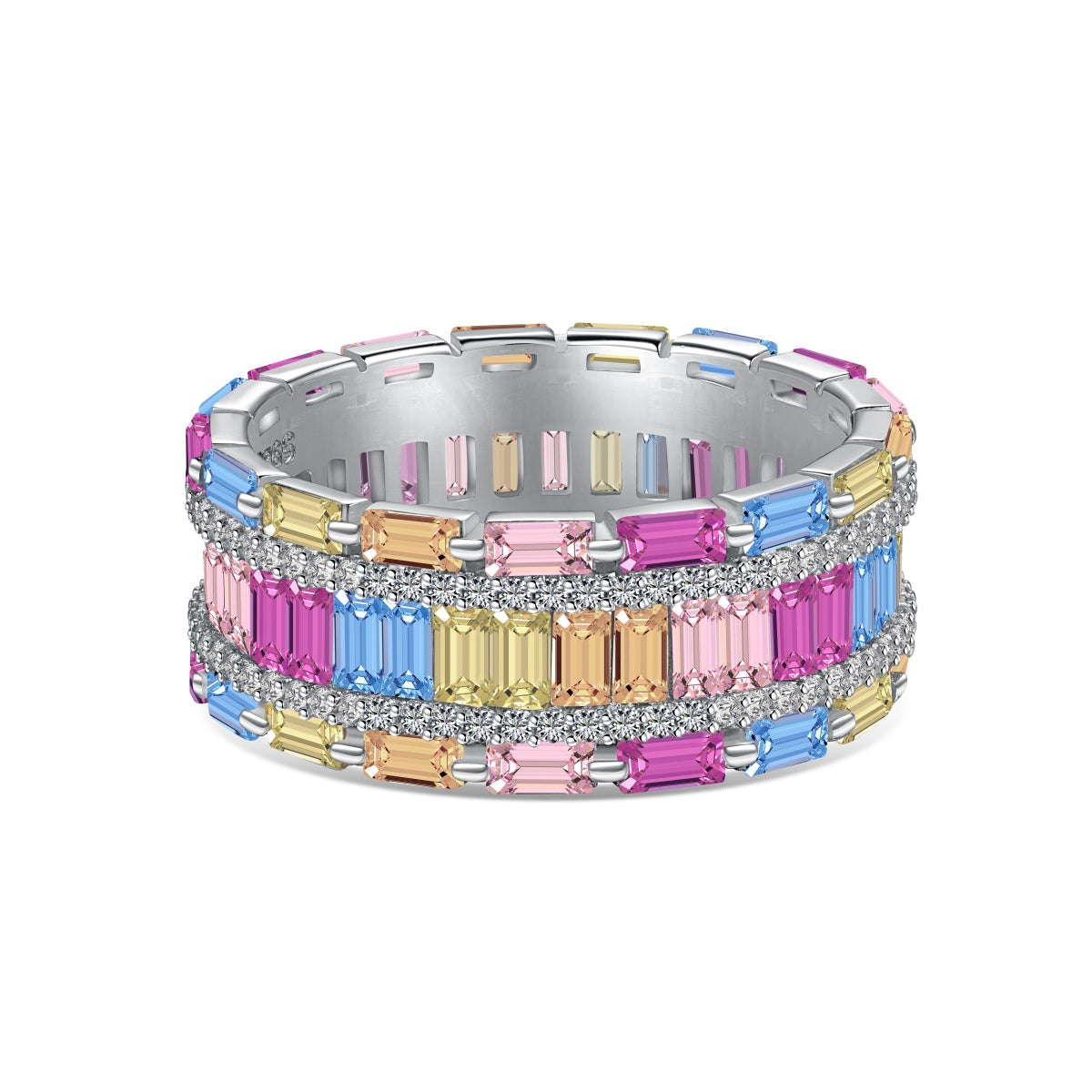 [Shinejoy Jewelry] 眩いカラフルなラディアントカット・パーティーリング