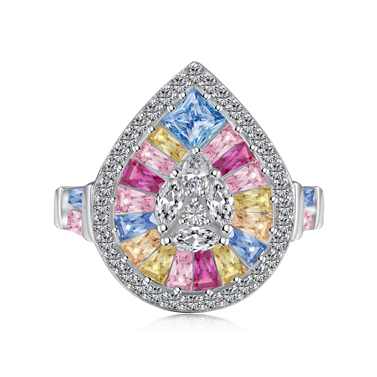 [Shinejoy Jewelry] エレガントなカラフルドロップ型バンケットリング