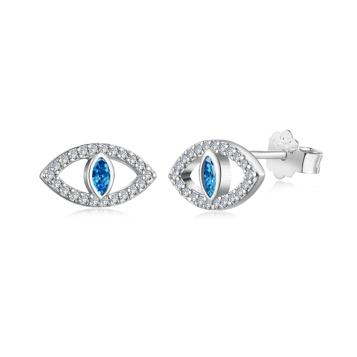[Shinejoy Jewelry] ブルーデビルアイ 透かしスタッドピアス