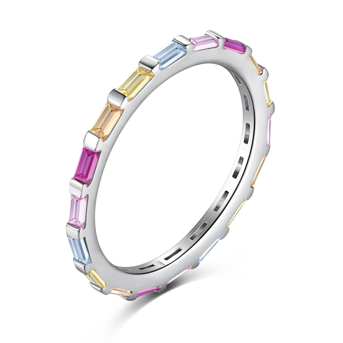 [Shinejoy Jewelry] 絶妙なマルチカラー・エメラルドカット・デイリーリング