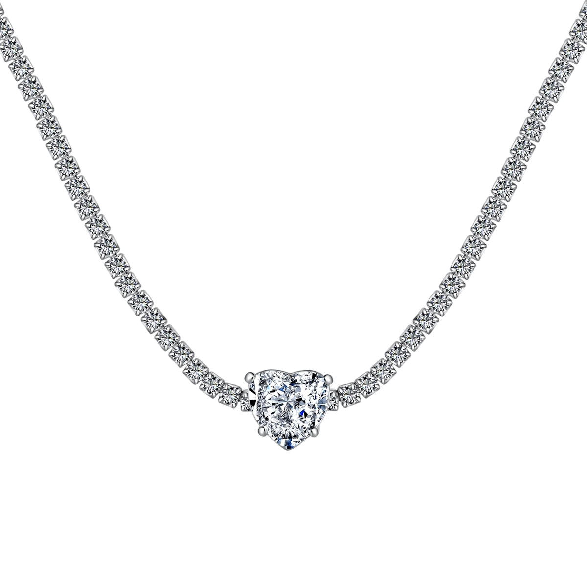 [Shinejoy Jewelry] 2.0カラット スパークリング テニス ハートカット ネックレス
