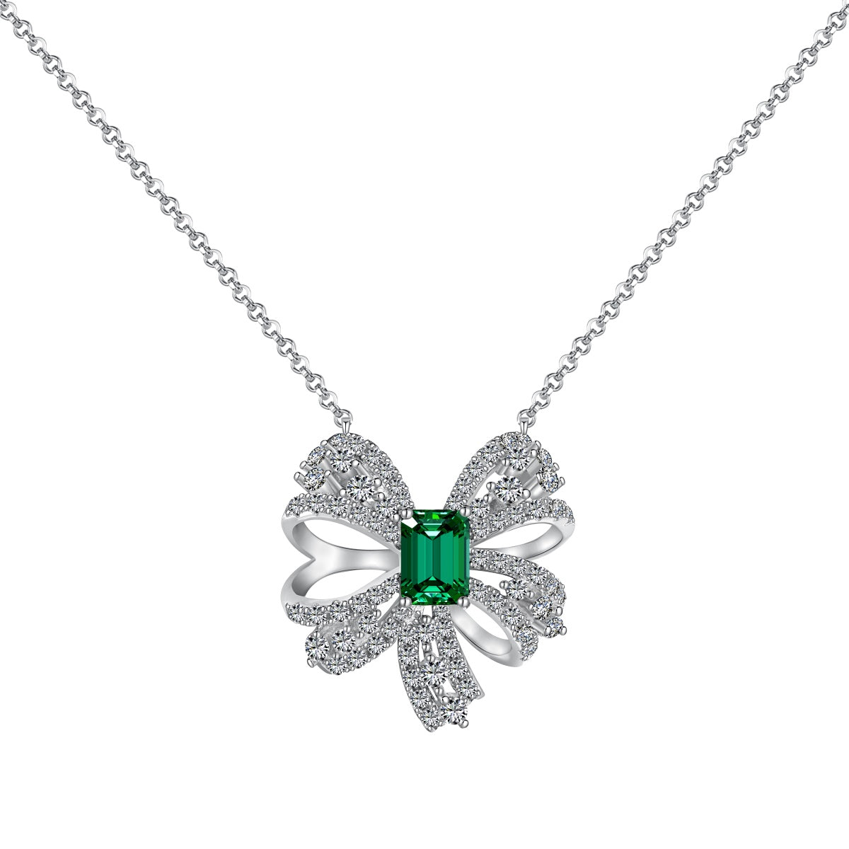 [Shinejoy Jewelry] Luxuriöse Halskette mit Smaragdschliff in Blumenform