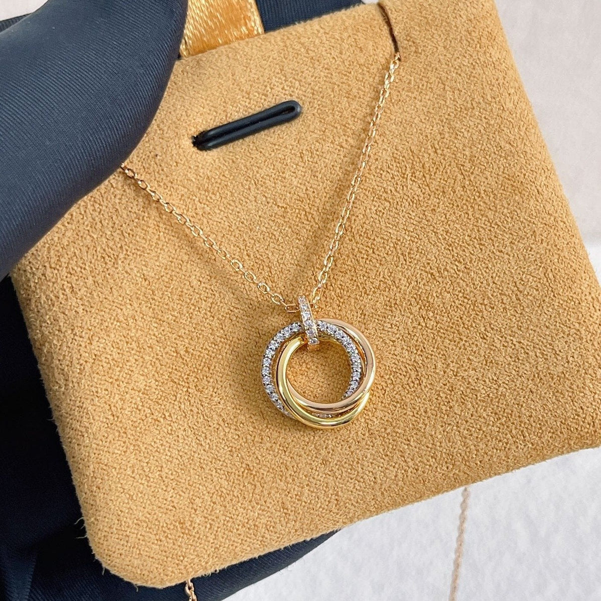 [⭐Shinejoy]トリニティネックレス シルバー ゴールド ピンクゴールド ダイヤモンド