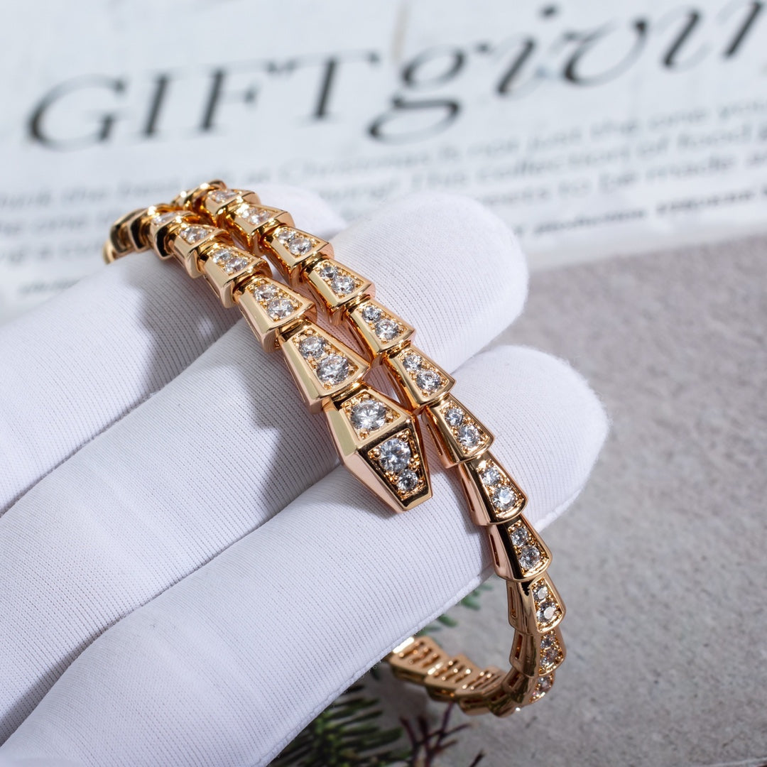 [⭐Shinejoy]SERPENTI BRACELET 6.8MM PINK GOLD DIAMOND