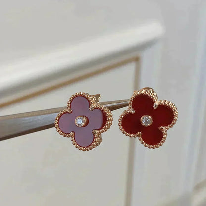 [⭐Shinejoy]CLOVER MEDIUM 1 MOTIV OHRRINGE KARNEOL DIAMANT
