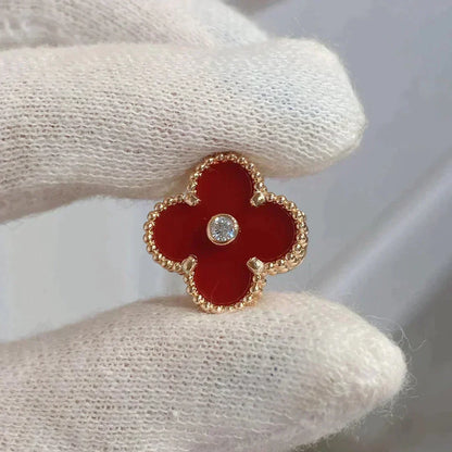 [⭐Shinejoy]CLOVER MEDIUM 1 MOTIV OHRRINGE KARNEOL DIAMANT