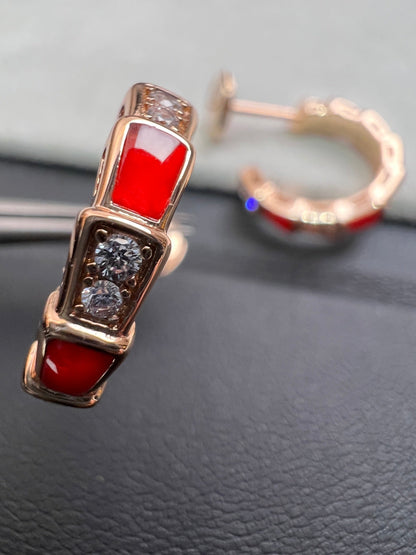 [⭐Shinejoy]SERPENTI KARNEOL OHRRINGE IN ROSÉGOLD
