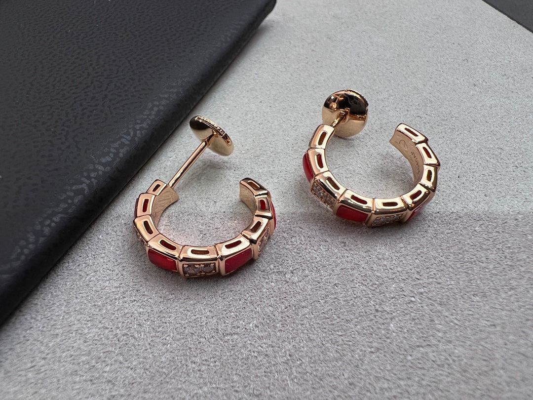 [⭐Shinejoy]SERPENTI KARNEOL OHRRINGE IN ROSÉGOLD