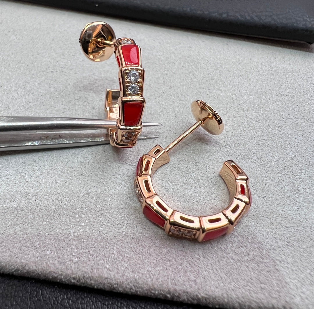 [⭐Shinejoy]SERPENTI KARNEOL OHRRINGE IN ROSÉGOLD