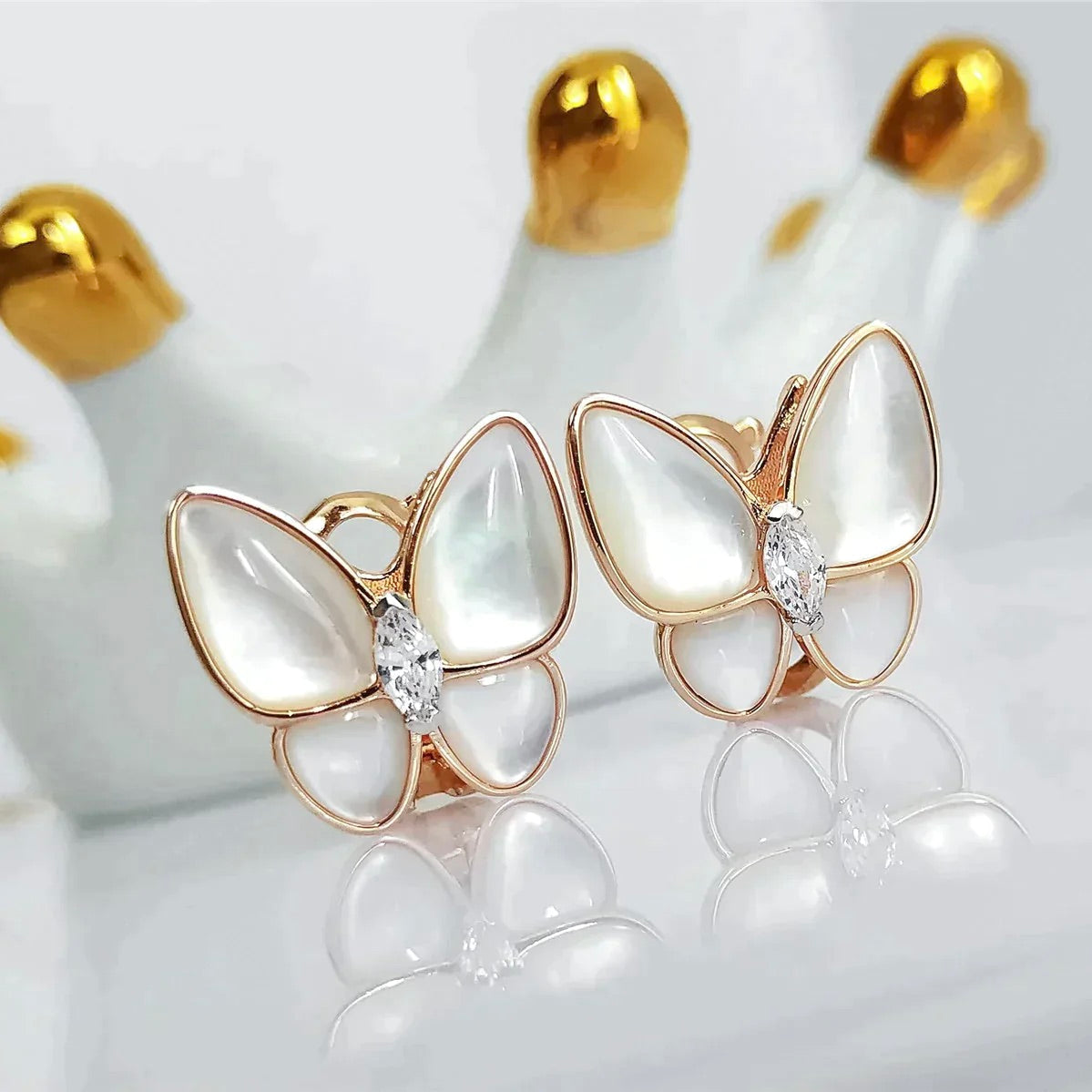 [⭐Shinejoy]バタフライモップダイヤモンドピアス