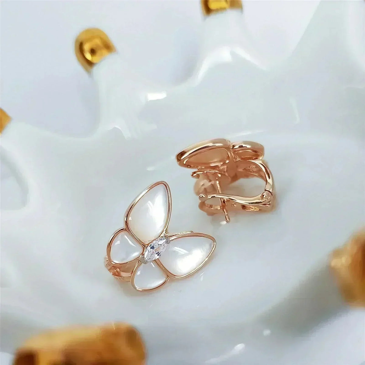 [⭐Shinejoy]バタフライモップダイヤモンドピアス