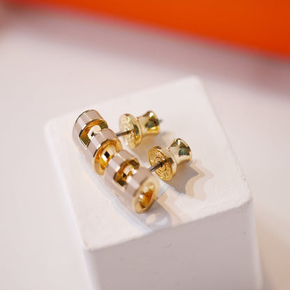 [⭐Shinejoy]MINI POP H ゴールドピアス グレー