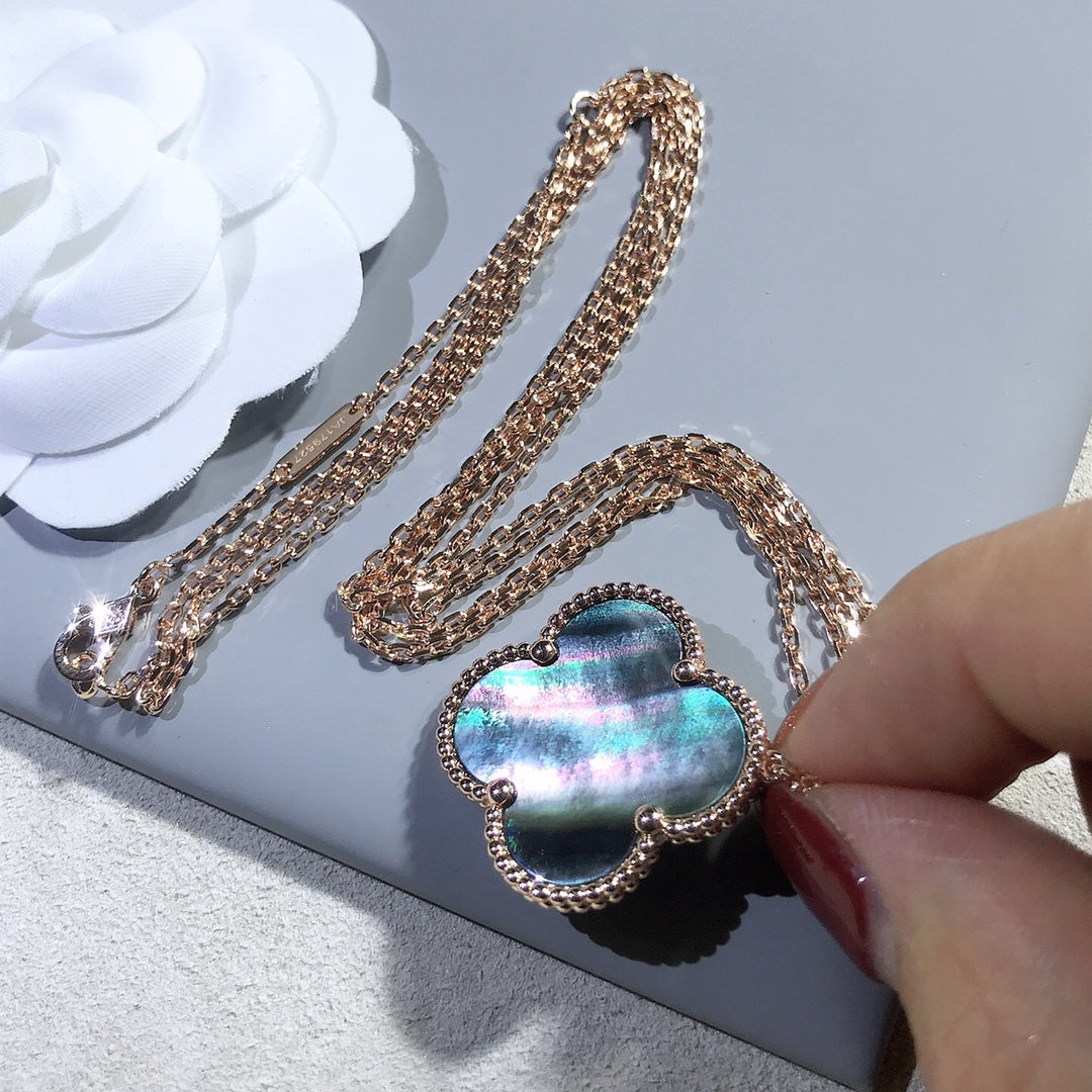 [⭐Shinejoy]CLOVER 25MM ゴールド ダークMOP ビッグクローバーネックレス