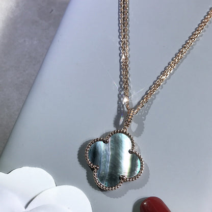 [⭐Shinejoy]CLOVER 25MM ゴールド ダークMOP ビッグクローバーネックレス