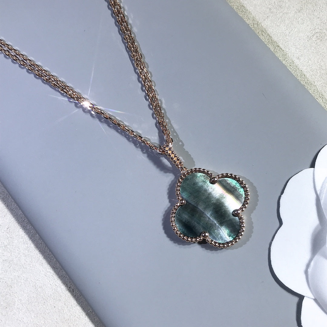 [⭐Shinejoy]CLOVER 25MM ゴールド ダークMOP ビッグクローバーネックレス
