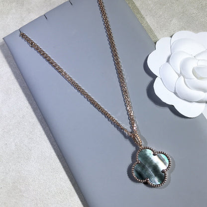 [⭐Shinejoy]CLOVER 25MM ゴールド ダークMOP ビッグクローバーネックレス
