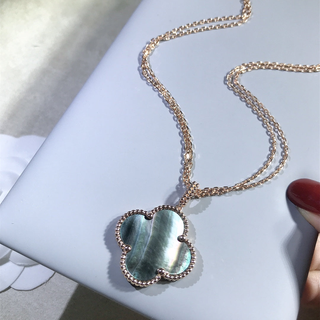 [⭐Shinejoy]CLOVER 25MM ゴールド ダークMOP ビッグクローバーネックレス