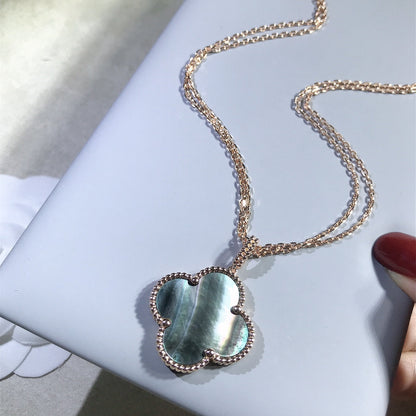 [⭐Shinejoy]CLOVER 25MM ゴールド ダークMOP ビッグクローバーネックレス