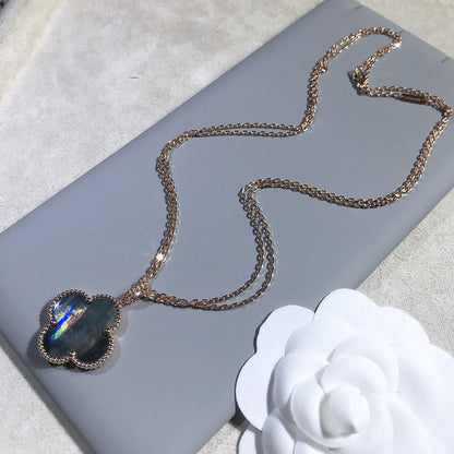 [⭐Shinejoy]CLOVER 25MM ゴールド ダークMOP ビッグクローバーネックレス