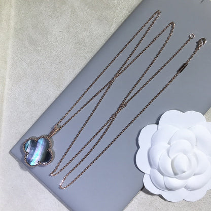 [⭐Shinejoy]CLOVER 25MM ゴールド ダークMOP ビッグクローバーネックレス
