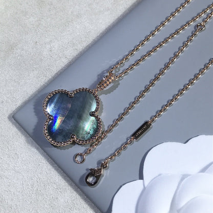 [⭐Shinejoy]CLOVER 25MM ゴールド ダークMOP ビッグクローバーネックレス