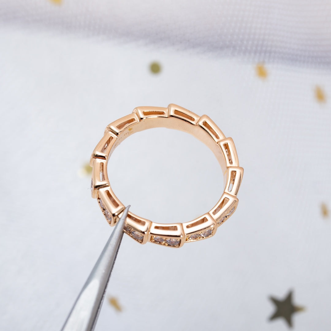 [⭐Shinejoy]セルペンティ リング ピンクゴールド ダイヤモンド パヴェ 3mm