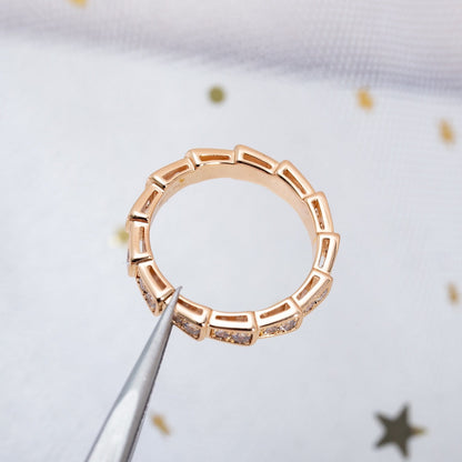 [⭐Shinejoy]セルペンティ リング ピンクゴールド ダイヤモンド パヴェ 3mm