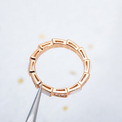 [⭐Shinejoy]セルペンティ リング ピンクゴールド ダイヤモンド マザー・オブ・パール 3mm