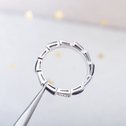 [⭐Shinejoy]セルペンティ リング シルバー ダイヤモンド マザーオブパール（ブラック）3MM