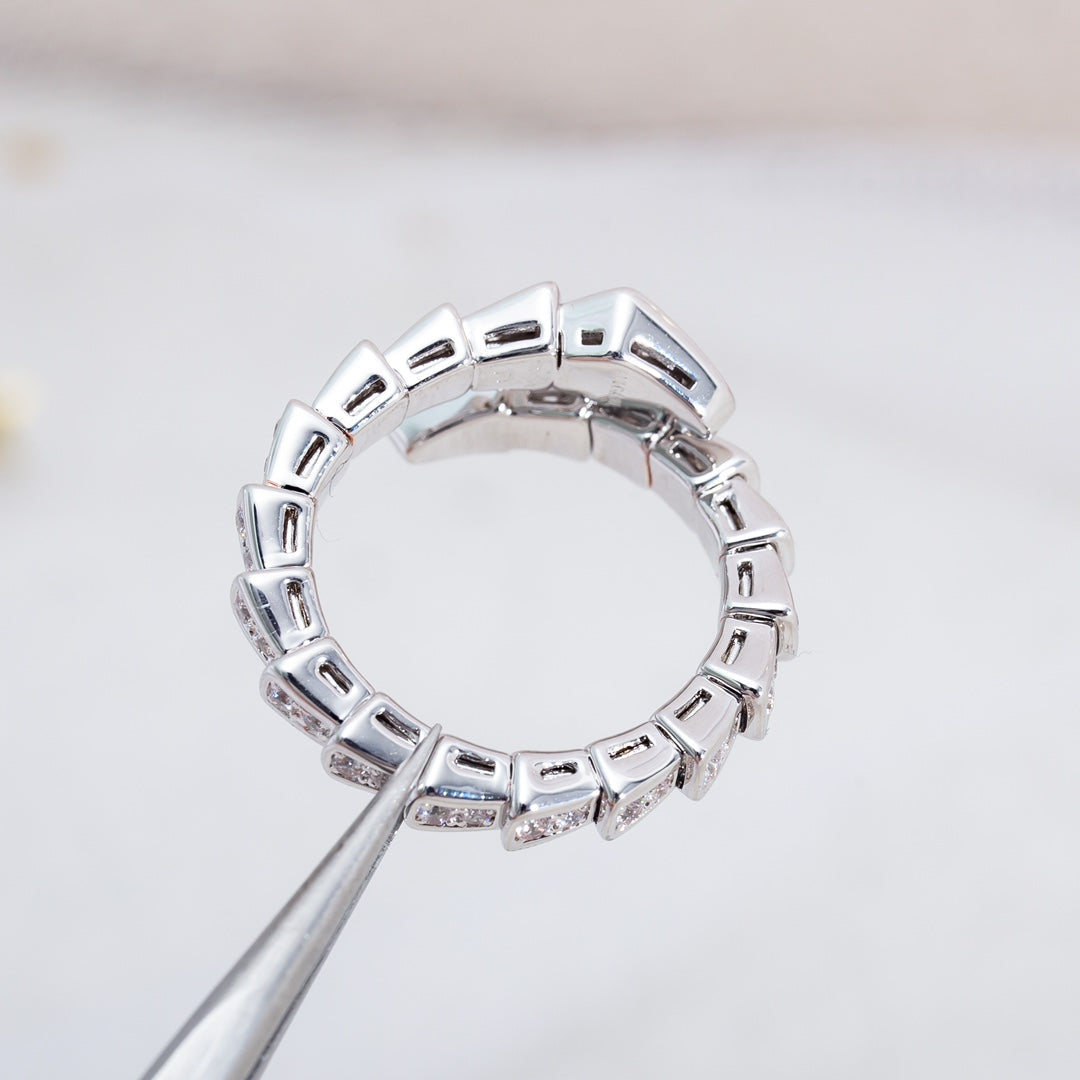 [⭐Shinejoy]セルペンティ リング シルバー ダイヤモンド パヴェ 4mm