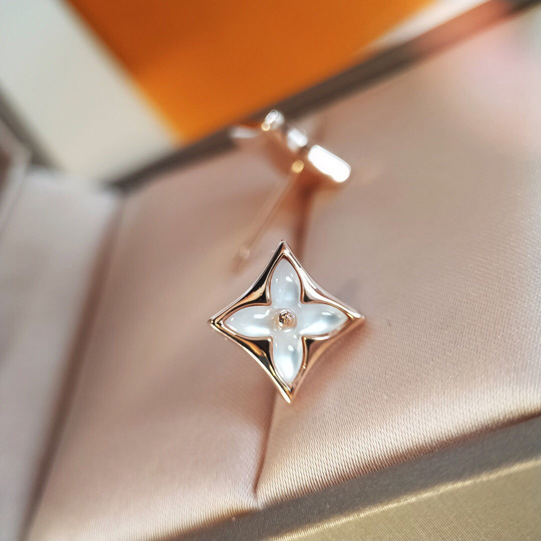 [⭐Shinejoy]スターMOPピンクゴールドピアス