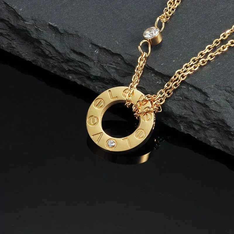[⭐Shinejoy]LOVE ネックレス 16MM 2ダイヤモンド